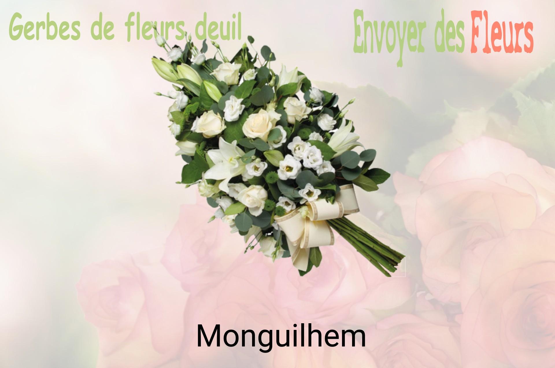 Gerbe de fleurs de deuil livrée à Monguilhem